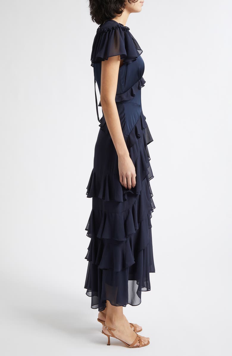 Cinq à Sept Tatum Ruffle Maxi Dress, Alternate, color, Navy