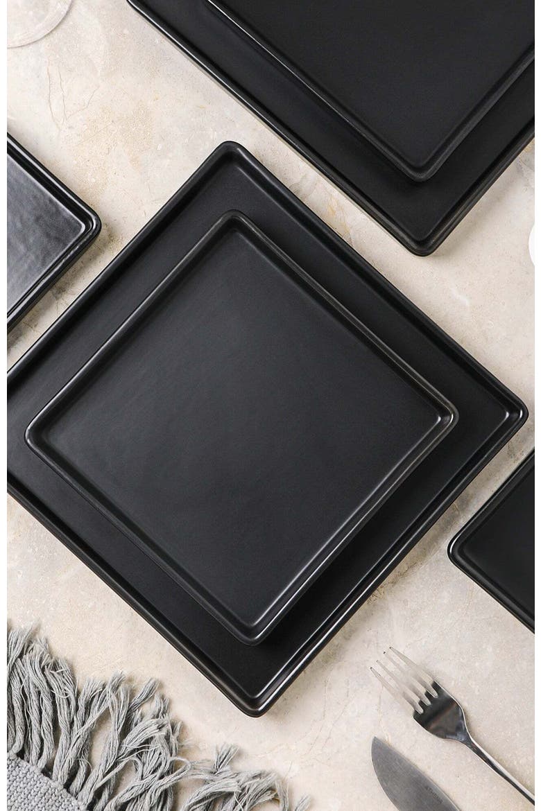 Grace Stoneware 4-Piece Salad Plate Set, Alternate, color, Black Matte