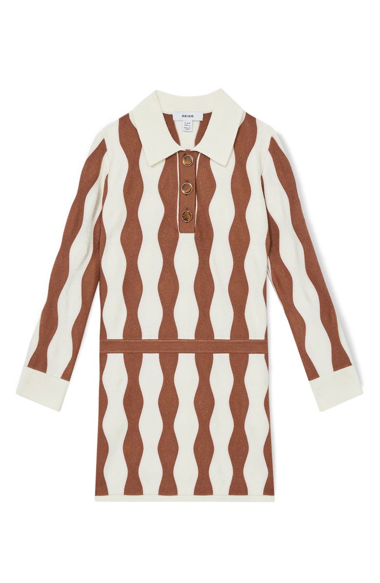 Reiss Kids' Zig Long Sleeve Dress, Main, color, Ecru