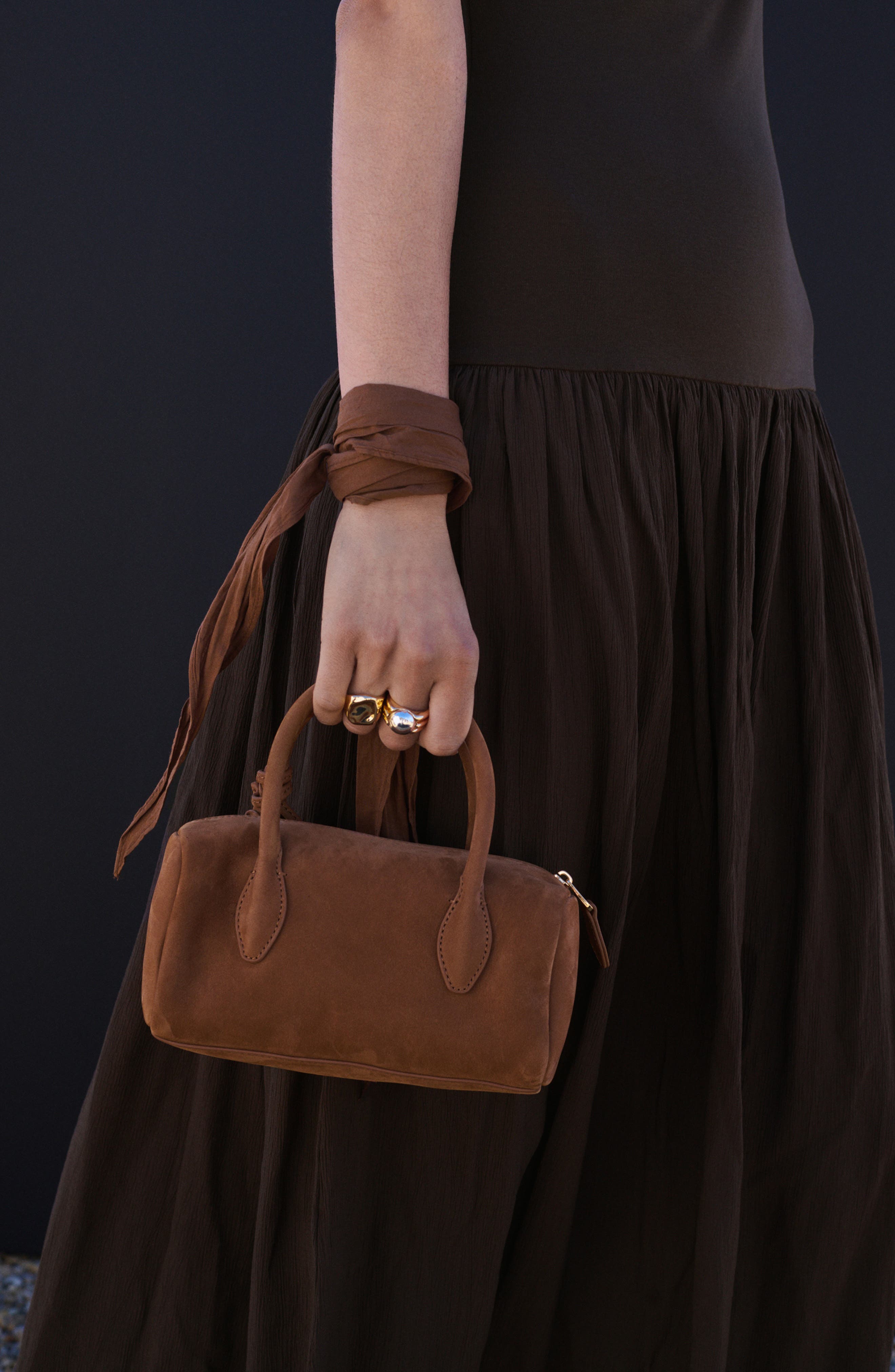 MANGO Leather Top Handle Bag, Alternate, color, Leather