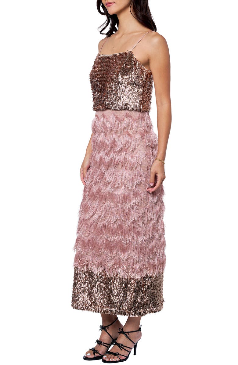 CIEBON Olivera Fringe & Sequin Dress, Alternate, color, Champagne
