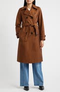 Sam Edelman Double Breasted Trench Coat with Faux Suede Detail