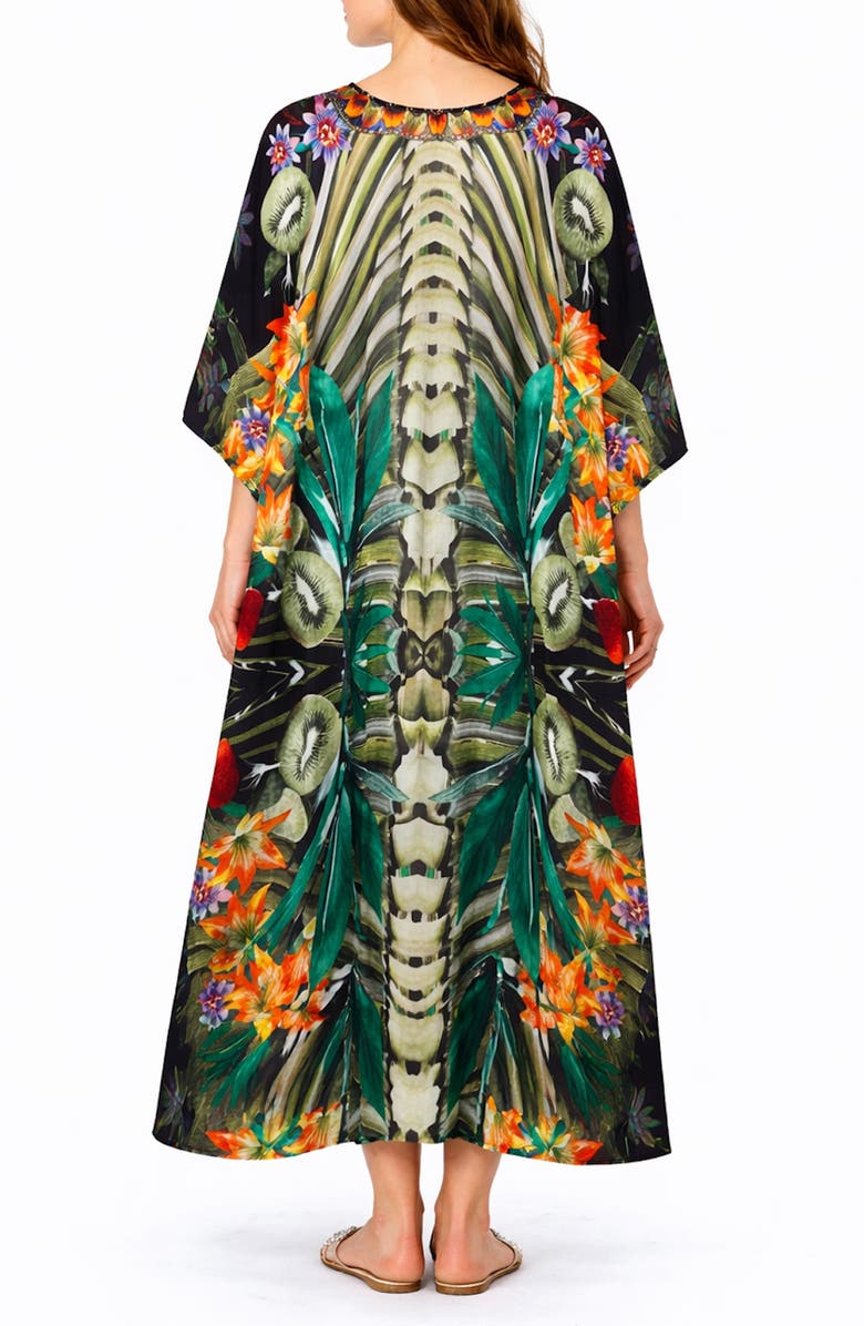 RANEES Print V-Neck Maxi Caftan, Alternate, color,