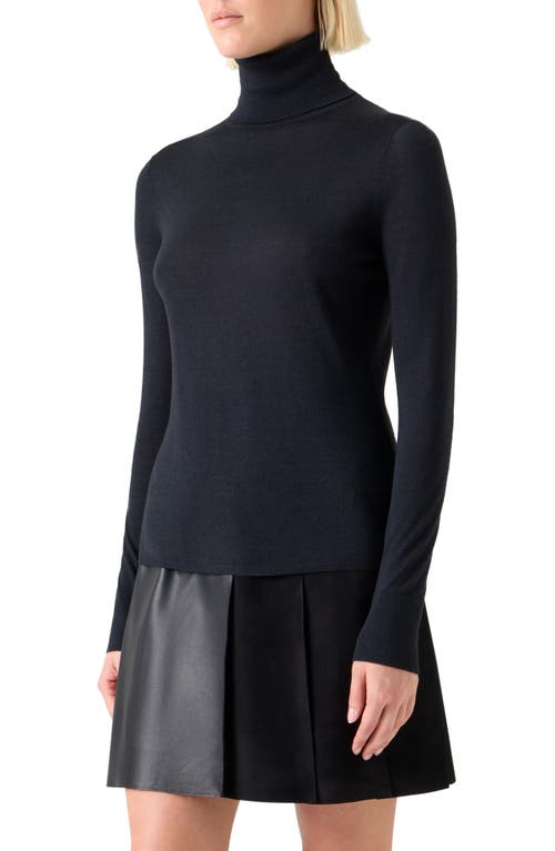 Akris Fine Gauge Cashmere & Silk Turtleneck Sweater In Black