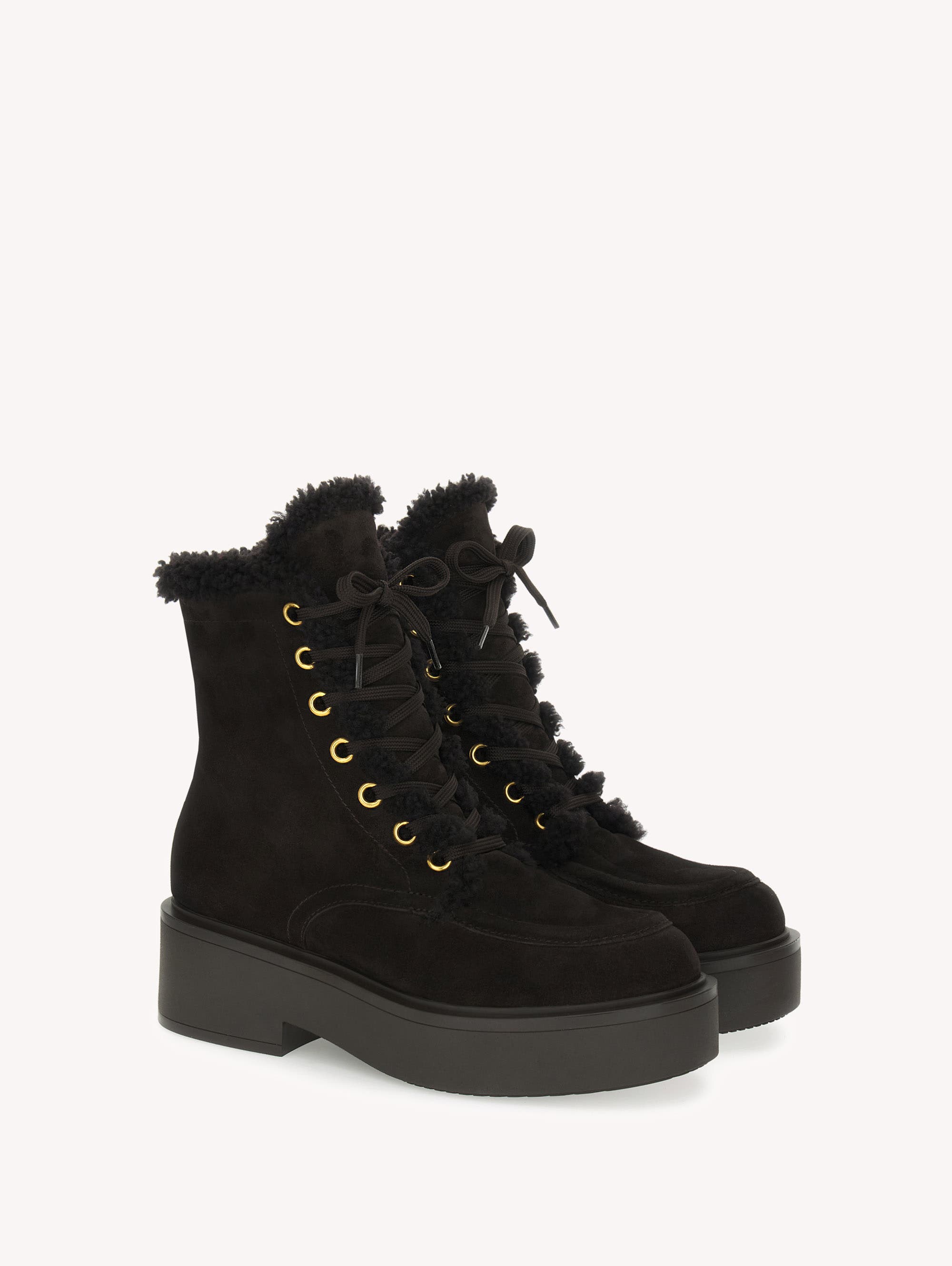 Kiso Fur Bootie, Alternate, color, Brown Suede Leather