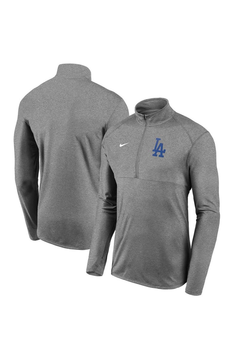 Nike Men's Nike Gray Los Angeles Dodgers Team Logo Element Performance Half-Zip Pullover Jacket, Alternate, color, 