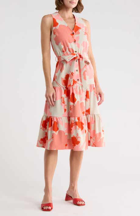 Calvin Klein Printed Belted Dress