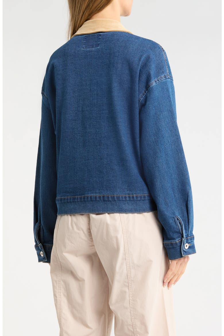 Corduroy Collar Denim Crop Utility Jacket, Alternate, color, BRIGHT BLUES