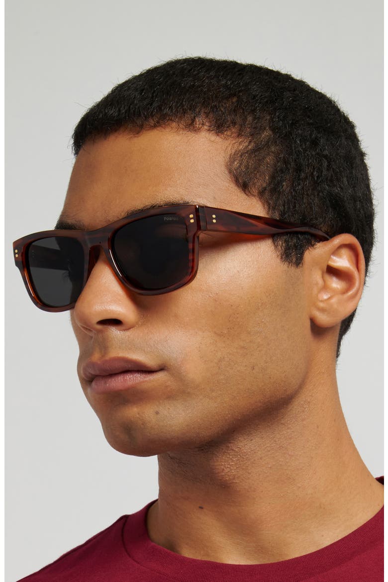 55mm Polarized Square Sunglasses, Alternate, color, HAVANA ORANGE/ GREY PZ