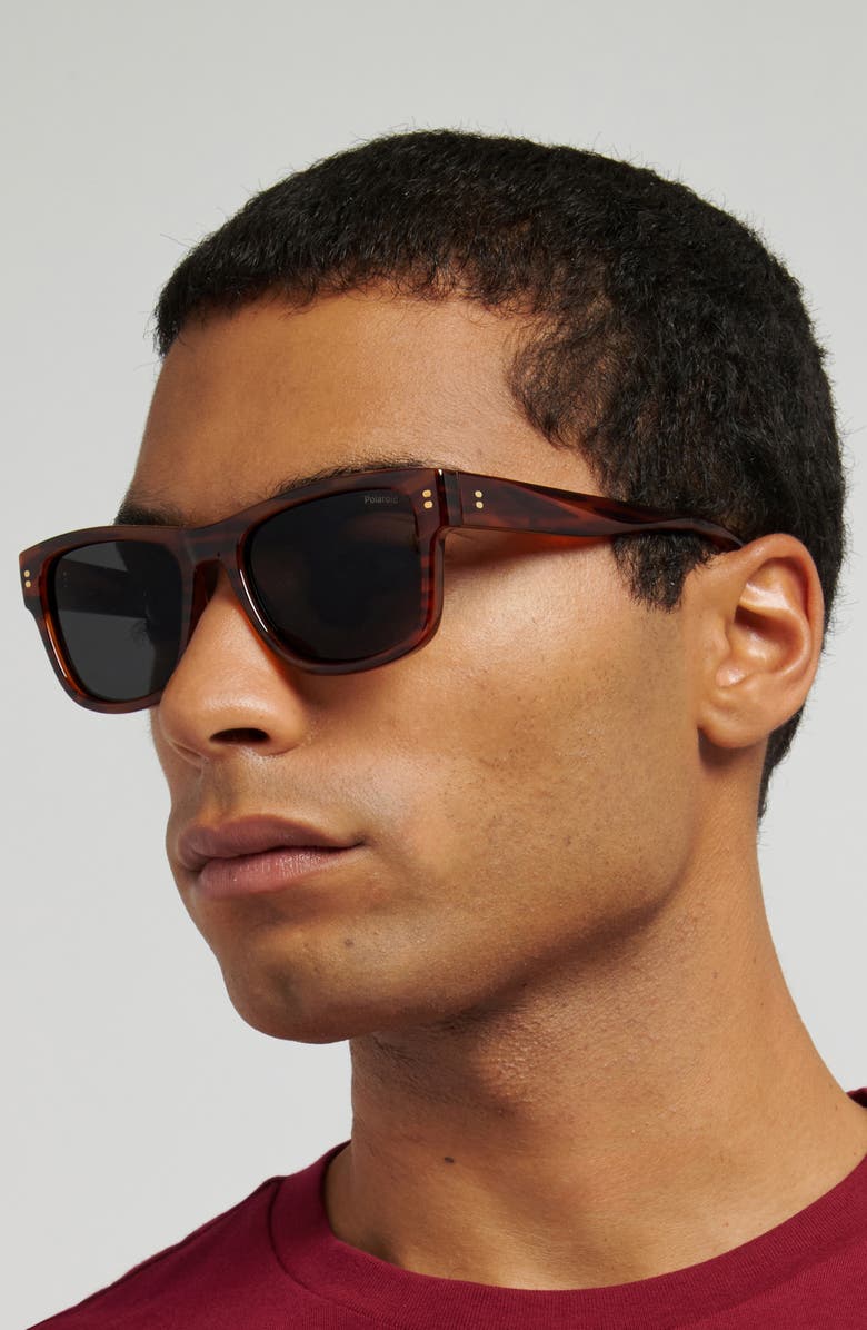 Polaroid 55mm Polarized Square Sunglasses, Alternate, color, Havana Orange/ Grey Pz