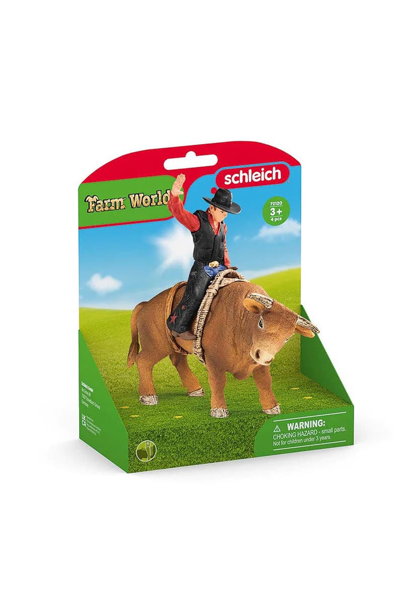 Schleich Farm World Cowboy With Bull Rodeo Figure Playset, Alternate, color, Multicolored