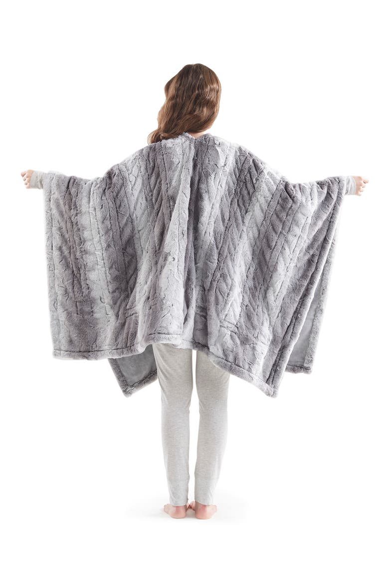 Zuri Heated Faux Fur Throw Blanket, Alternate, color, GREY