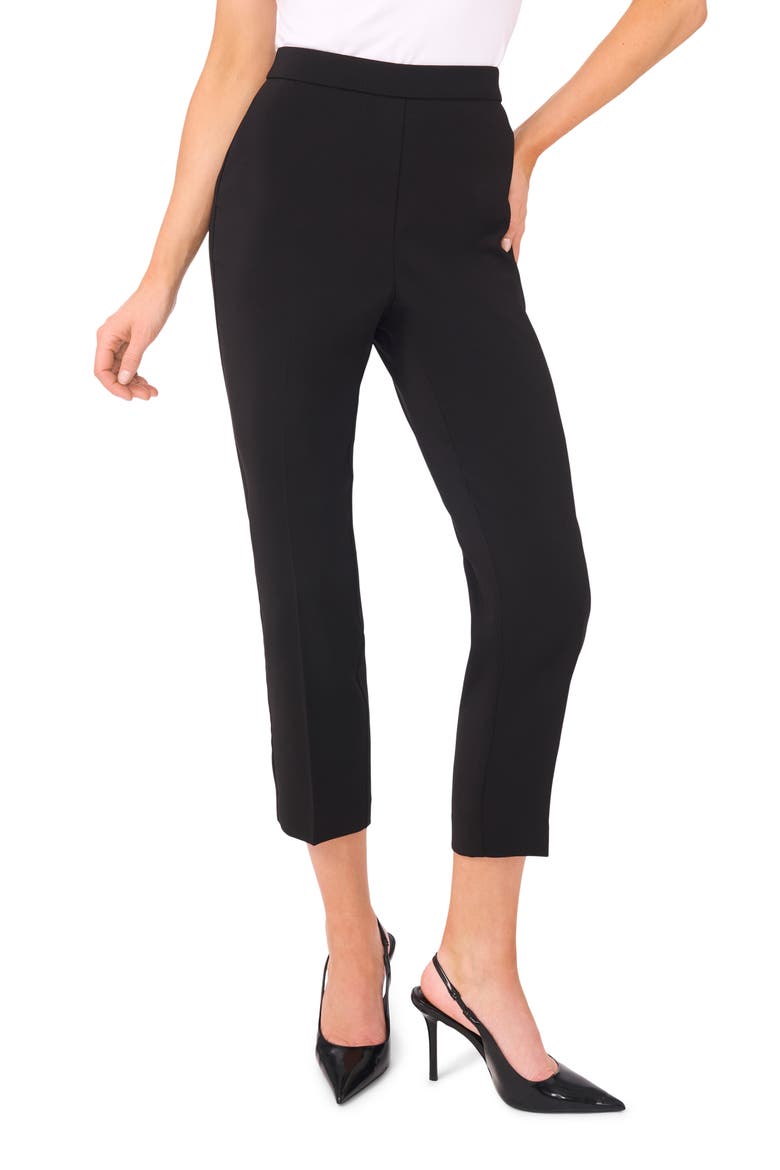 High Waist Ankle Straight Leg Pants, Main, color, RICH BLACK