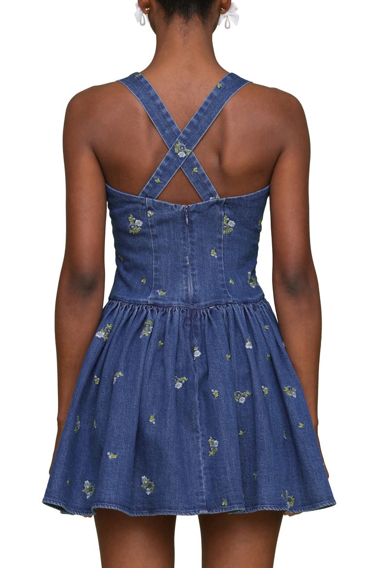 Embroidered Denim Romper, Alternate, color, KAURI WASH W/ DITSY F
