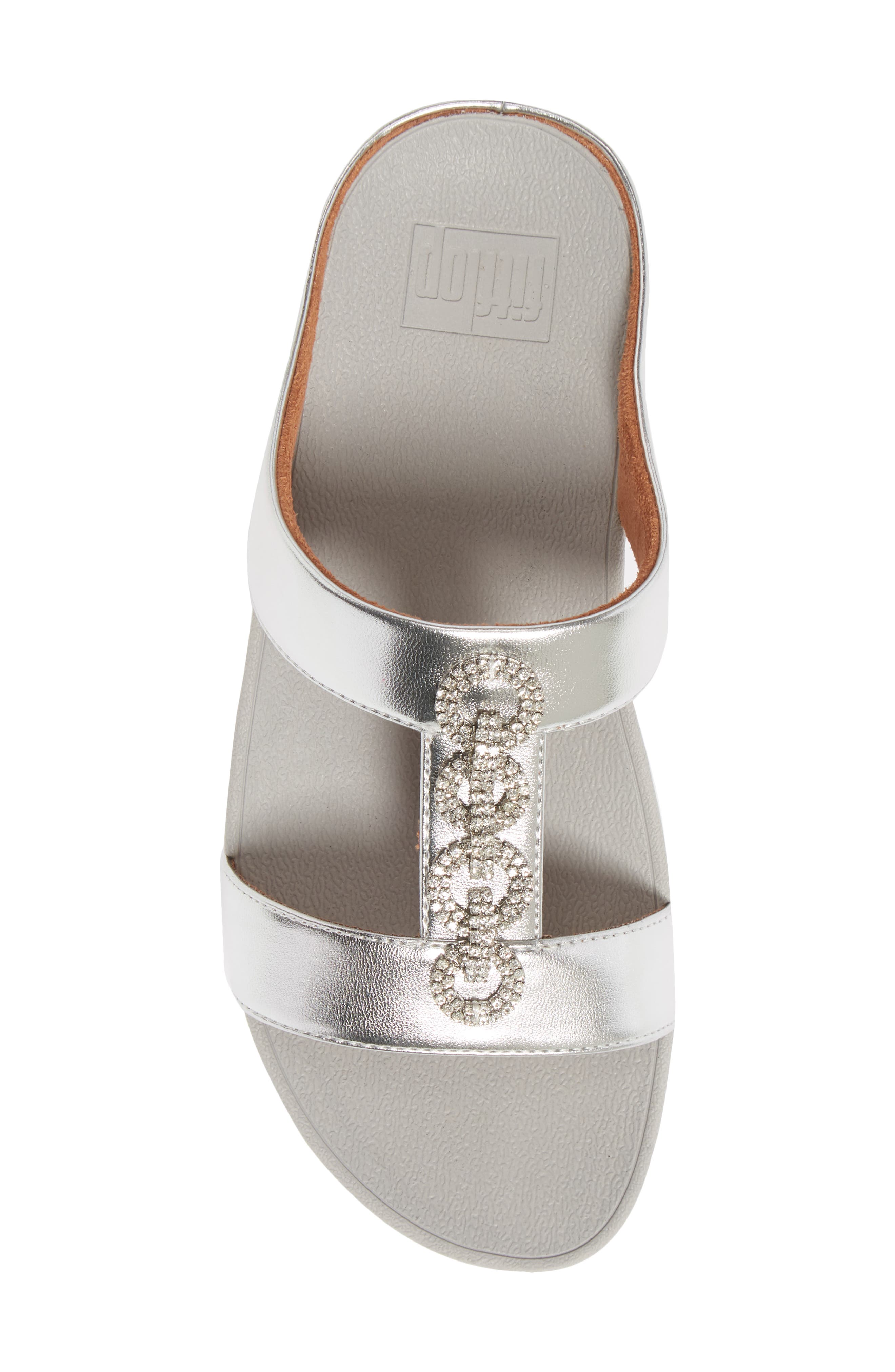 FitFlop Fino Sparkle Wedge Slide Sandal, Alternate, color, Silver