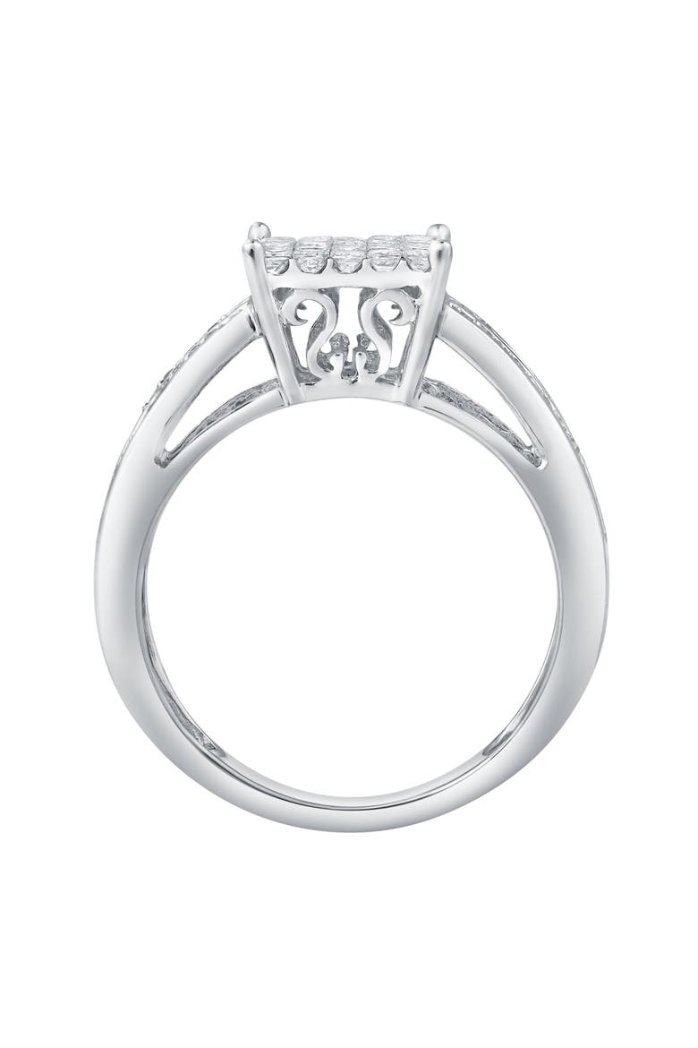 Caerelle 0.25 Cts Natural Diamond Cluster 14K Gold Ring, Alternate, color, 14K White Gold
