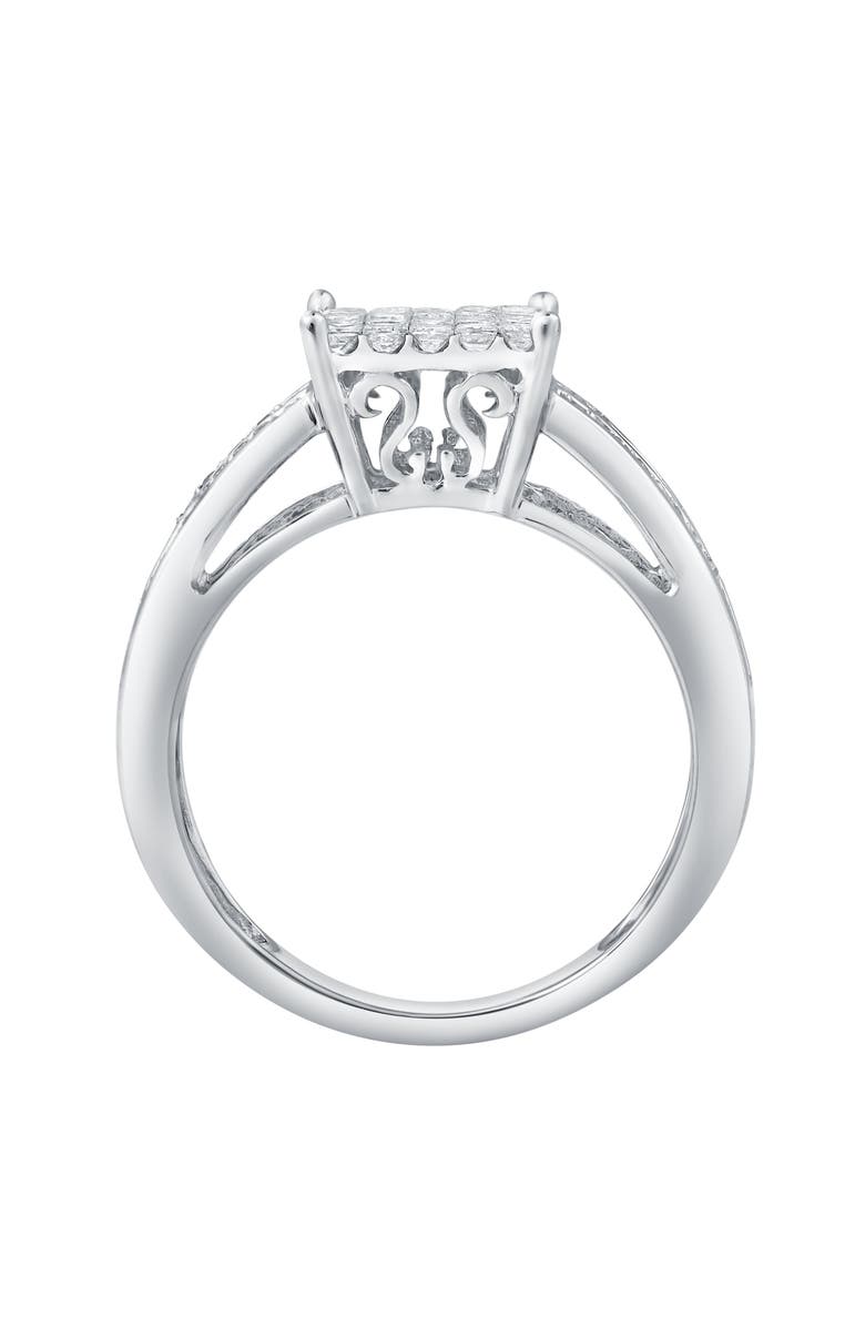 LuvMyJewelry Caerelle 0.25 Cts Natural Diamond Cluster 14K Gold Ring, Alternate, color, 14K White Gold