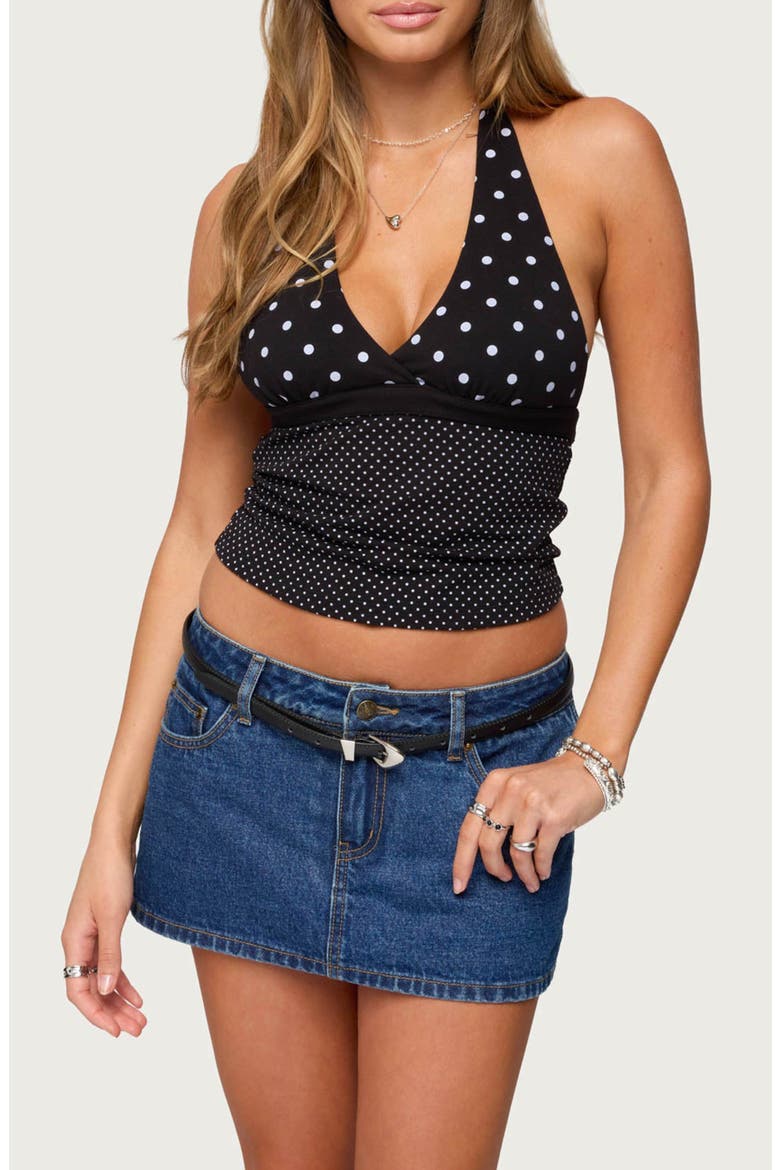 Ginny Mixed Polka Dot Halter Top, Main, color, BLACK-AND-WHITE