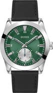 GUESS Grayson Leather Strap Watch, 44mm