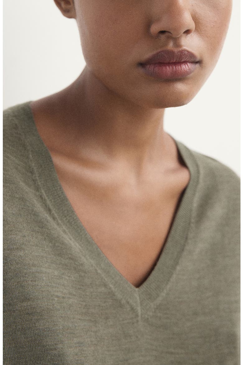 V-Neck Wool Pajama Sweater, Alternate, color, GREEN