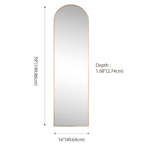 Jonathan Y Adrian Large Arched Metal Framed Floor Full-length Mirror In Gold