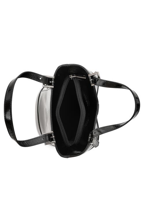 Jeffrey Campbell Bodice Leather Handbag In Black Crinkle Patent