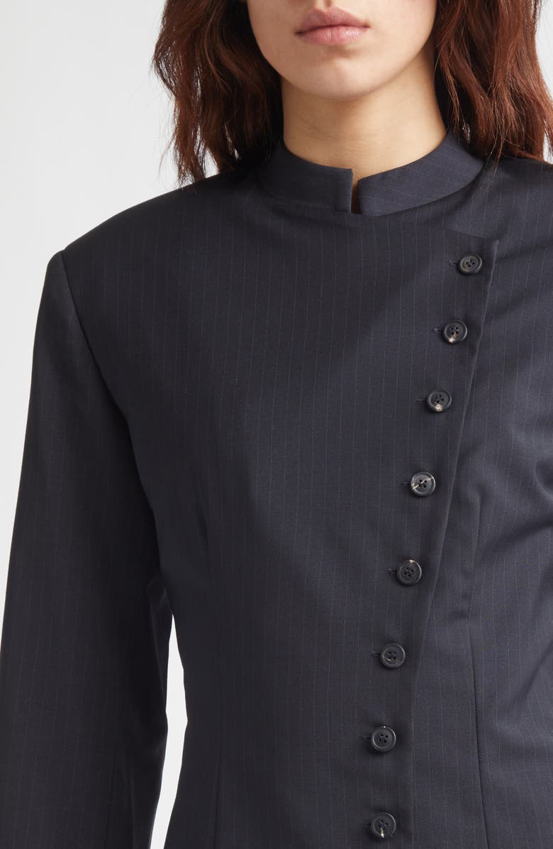 Paloma Wool Banjo Asymmetric Stretch Pinstripe Jacket, Alternate, color, Dark Grey