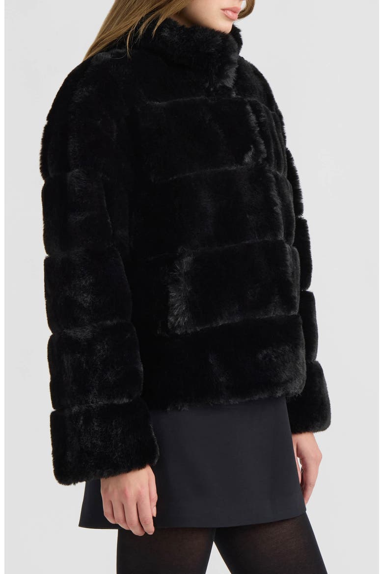 Eva Wide Stripe Faux Fur Jacket, Alternate, color, BLACK