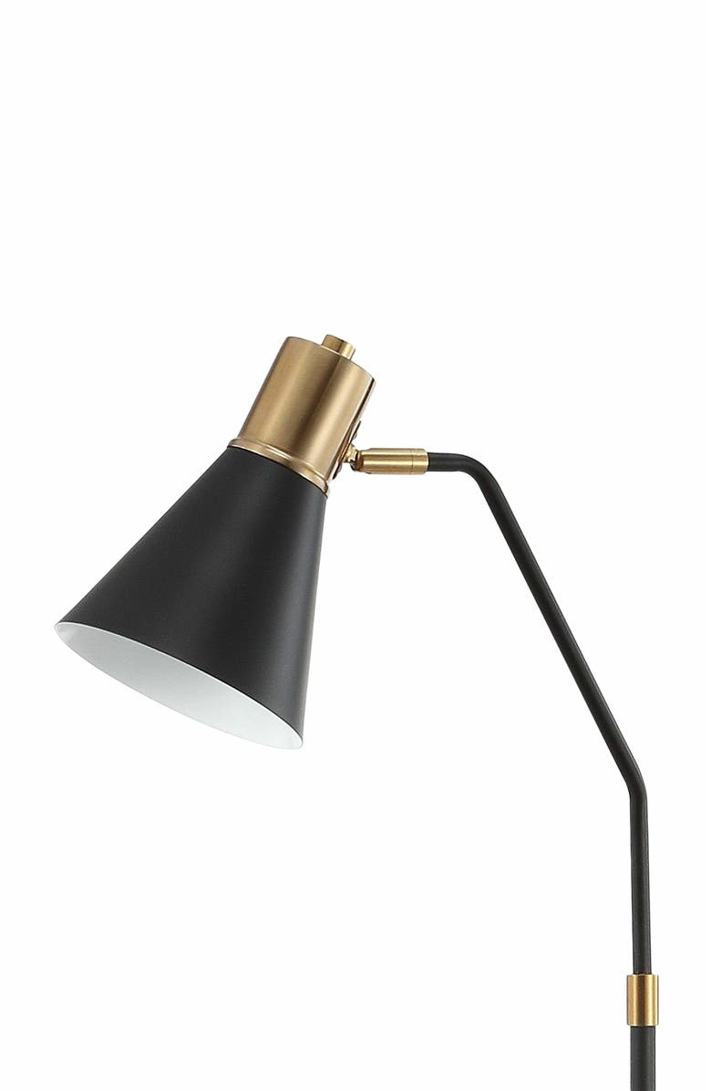 JONATHAN Y Apollo Modern Metal LED Task Floor Lamp, Alternate, color, Black/Brass Gold