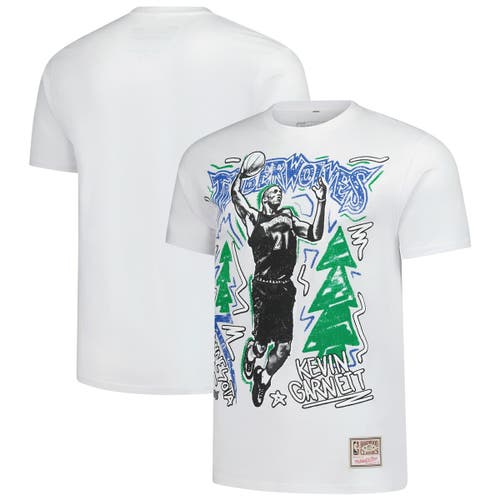 Mitchell & Ness Kevin Garnett White Minnesota Timberwolves Hardwood Classics Chalked Up T-shirt