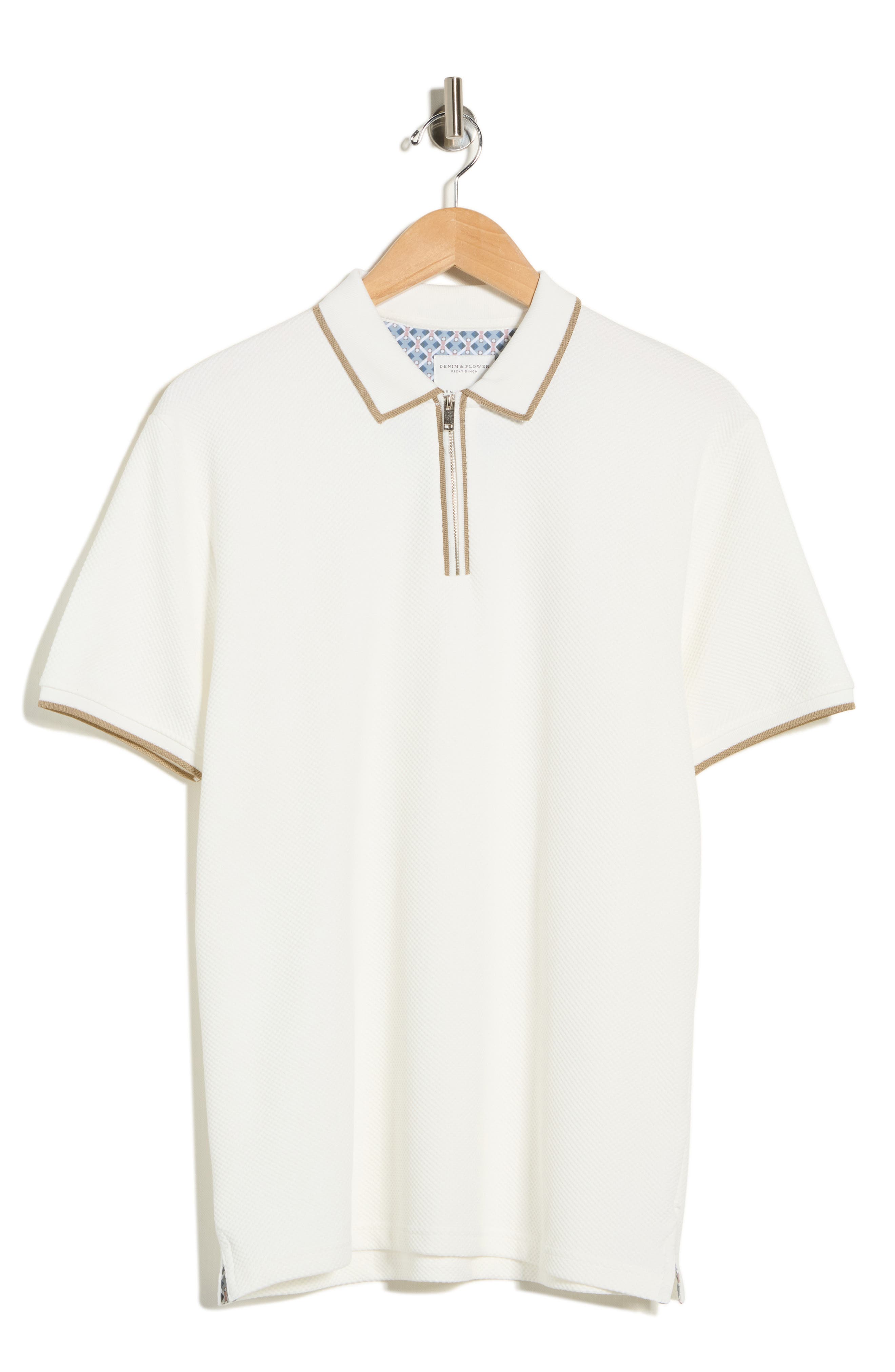 DENIM AND FLOWER Textured Quarter Zip Polo