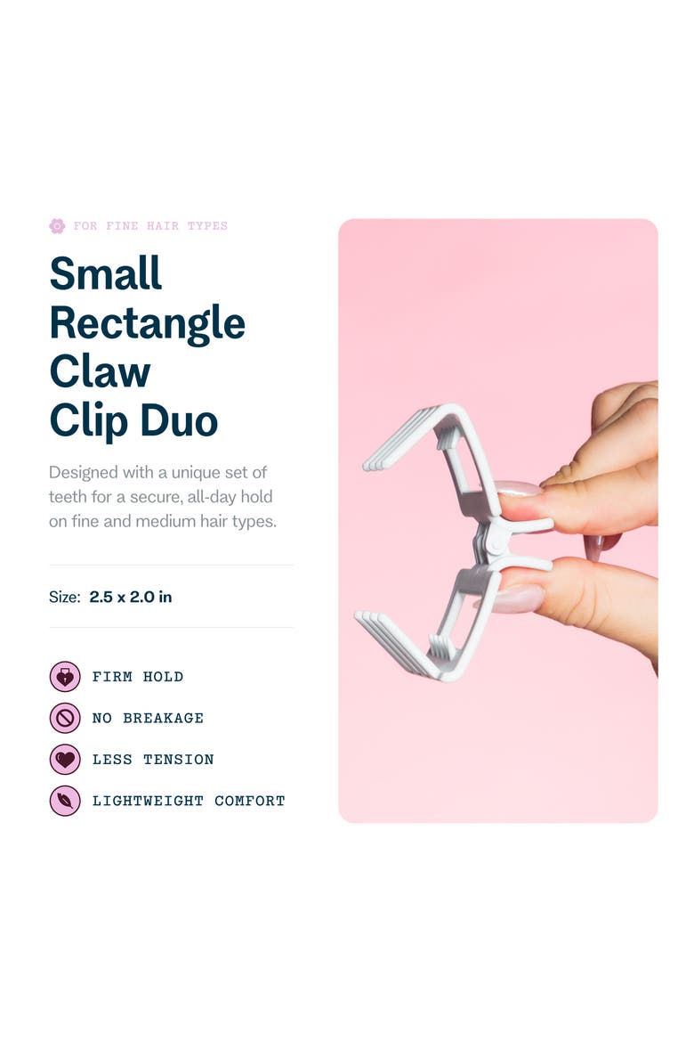 Small Rectangle Claw Clip Duo, Alternate, color, Brown