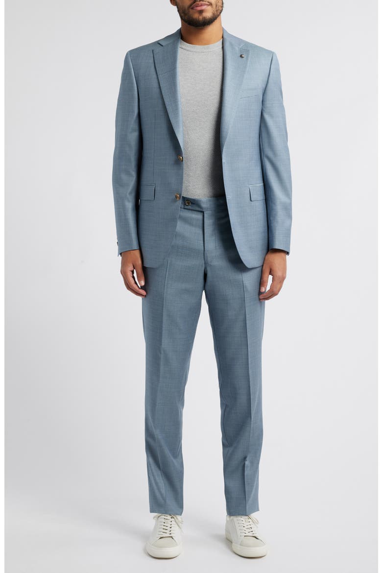 Esprit Blue Microcheck Wool Suit, Main, color, LIGHT BLUE
