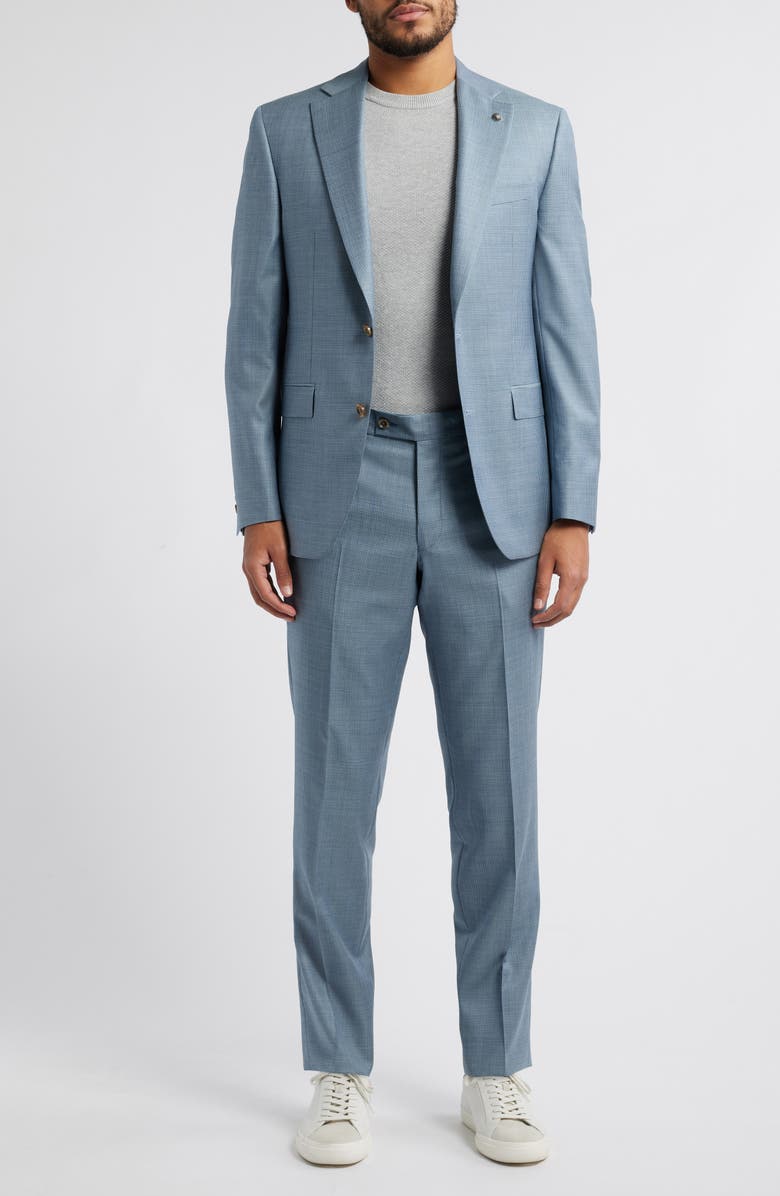 Jack Victor Esprit Blue Microcheck Wool Suit, Main, color, Light Blue