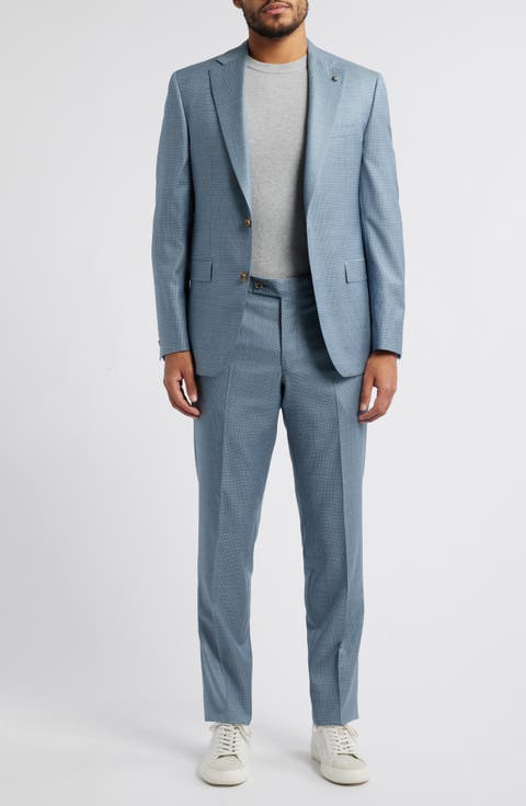 Esprit Blue Microcheck Wool Suit