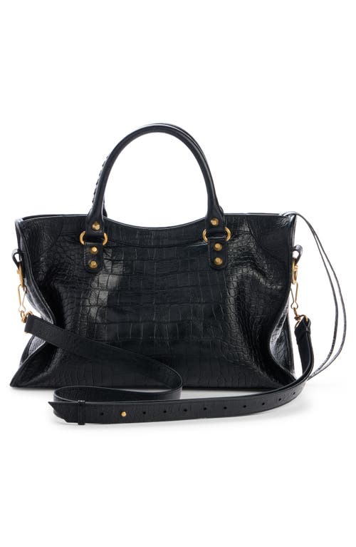 Balenciaga Medium Le City Crocodile-embossed Top-handle Tote Bag In Black
