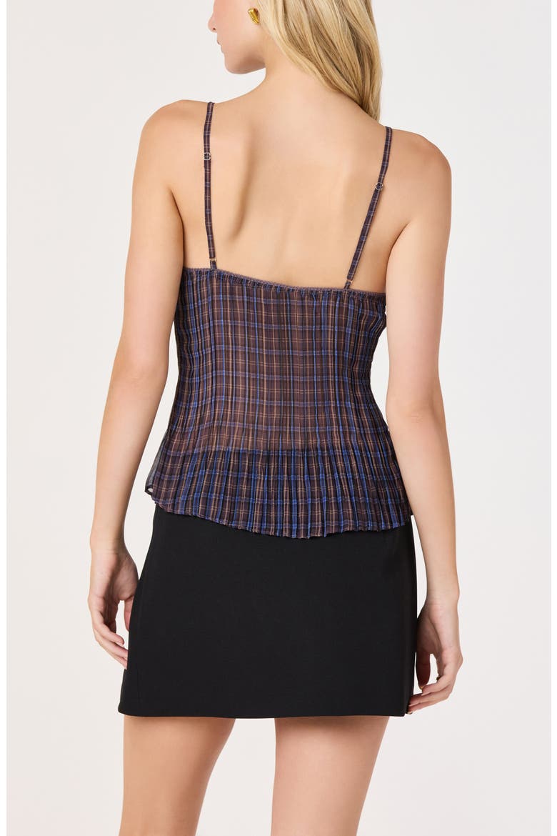 Haleigh Pleated Lace Camisole, Alternate, color, BLUE PLAID MULTI