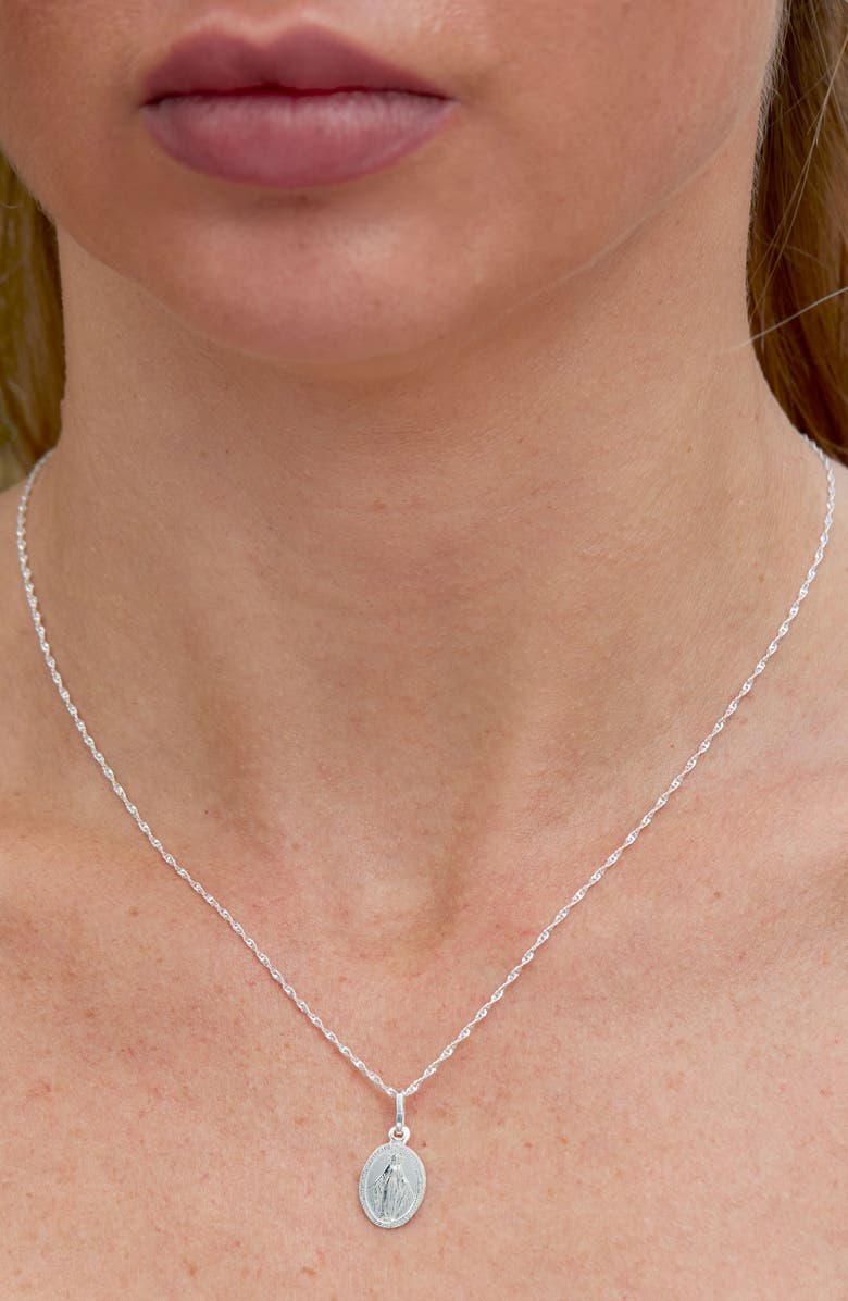 SAVVY CIE JEWELS Miraculous Virgin Mary Pendant Necklace, Alternate, color, White Gold