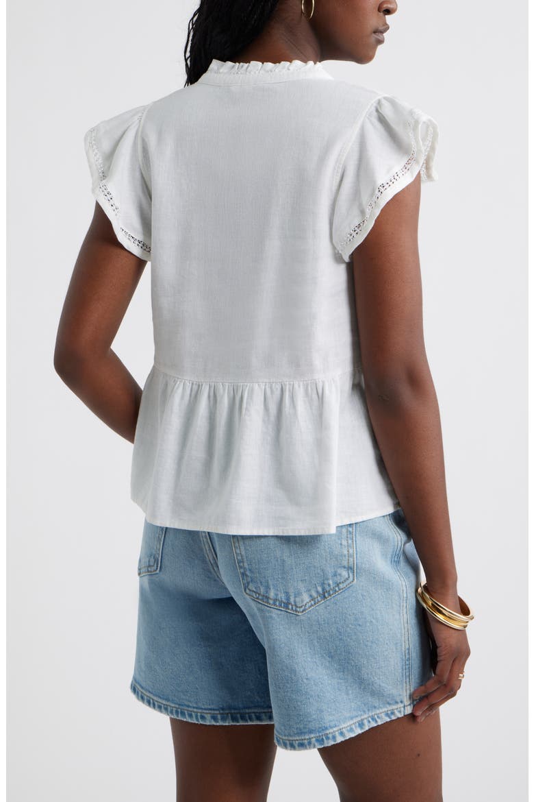 Ruffle Sleeve Popover Top, Alternate, color, WHITE