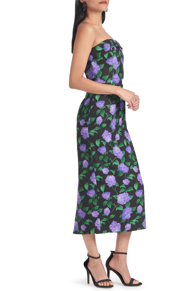 Isa Floral Strapless Midi Dress, Alternate, color, VIOLET GARDEN