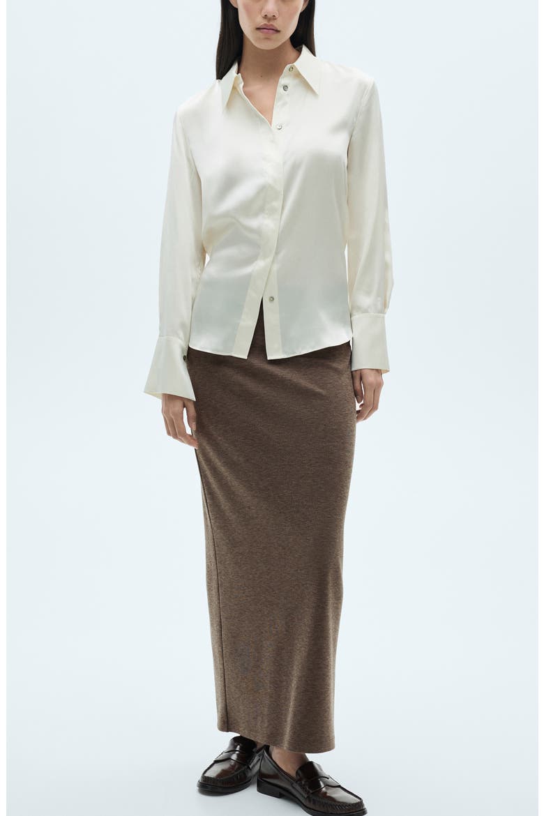 Knit Column Maxi Skirt, Alternate, color, BROWN