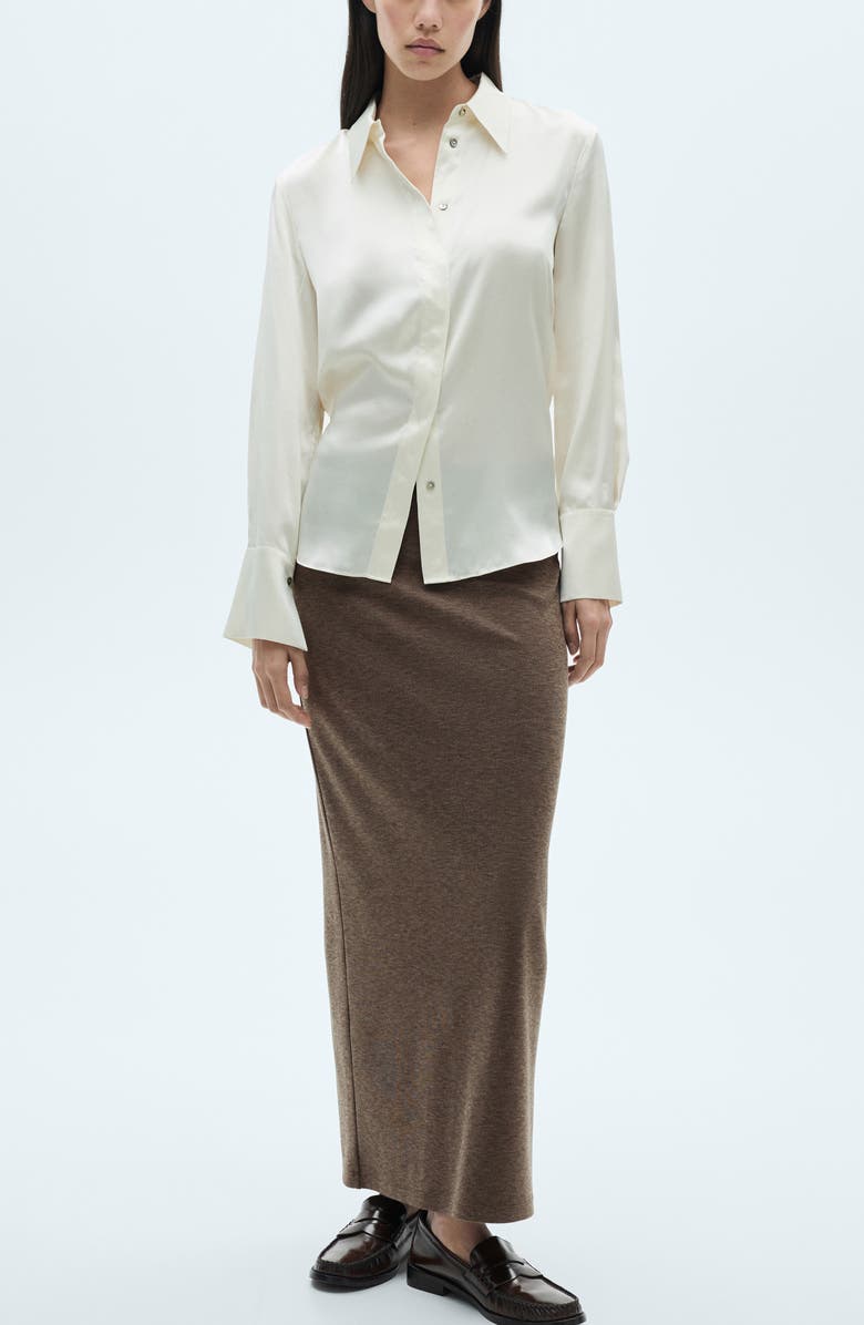 MANGO Knit Column Maxi Skirt, Alternate, color, Brown