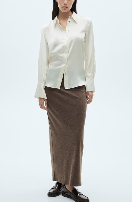 Shop Mango Knit Column Maxi Skirt In Brown