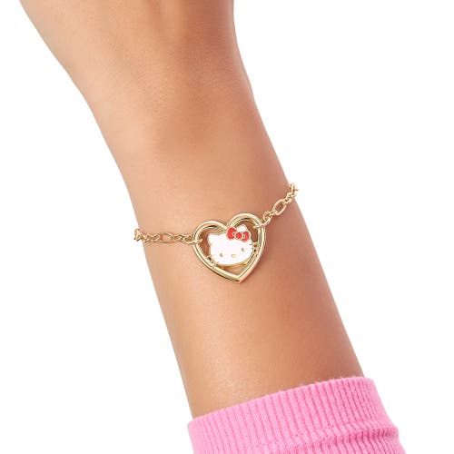 Hello Kitty Heart Link Bracelet In Gold
