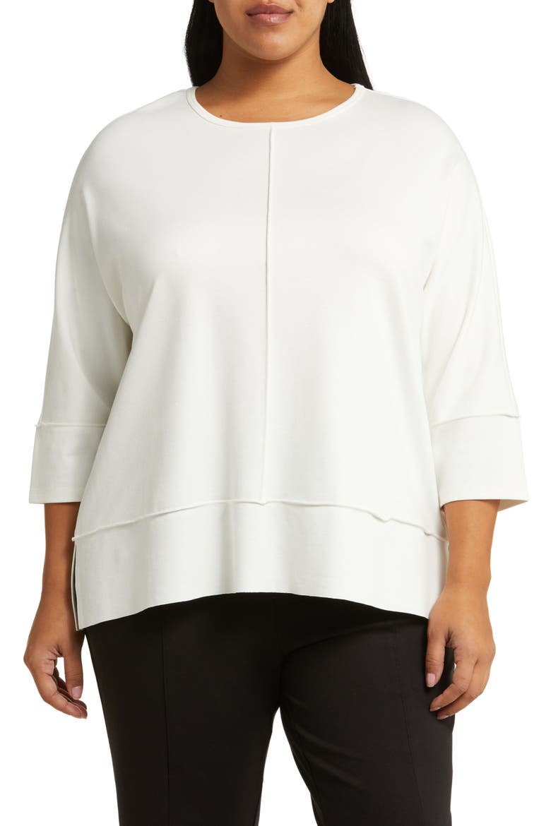 Serenity Three Quarter Sleeve Knit Top, Main, color, NYC WHITE