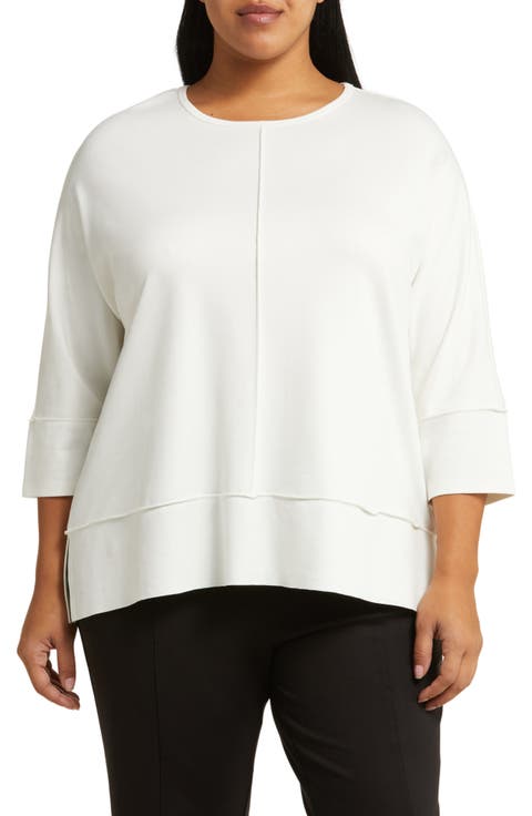Serenity Three Quarter Sleeve Knit Top (Plus)