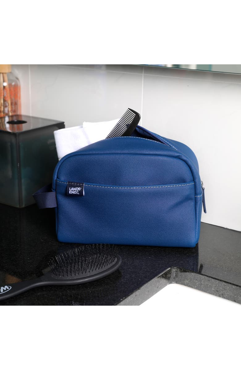 Lands' End Woven Dopp Kit for Men, Solid Toiletry Bag with Top Zip and Front Pocket, Alternate, color, 