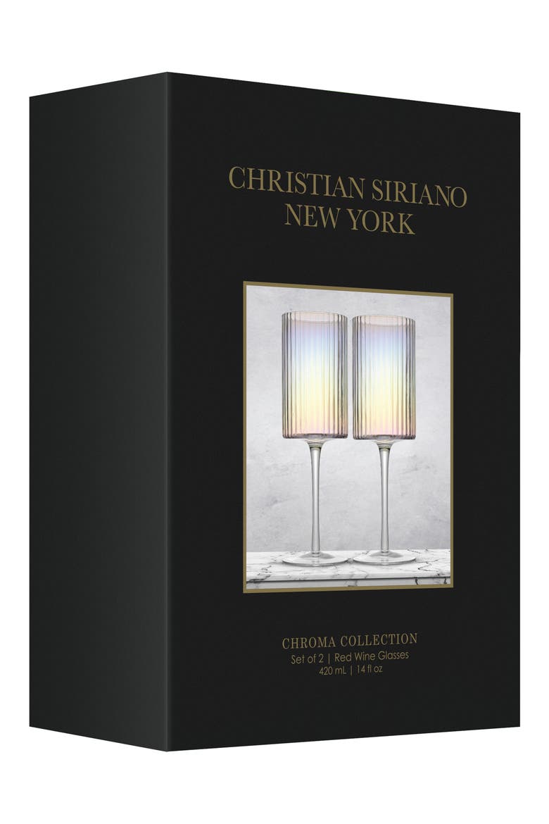 Christian Siriano Set of 2 Stunning Chroma Iridescent Wine Glasses, Alternate, color, CLEAR
