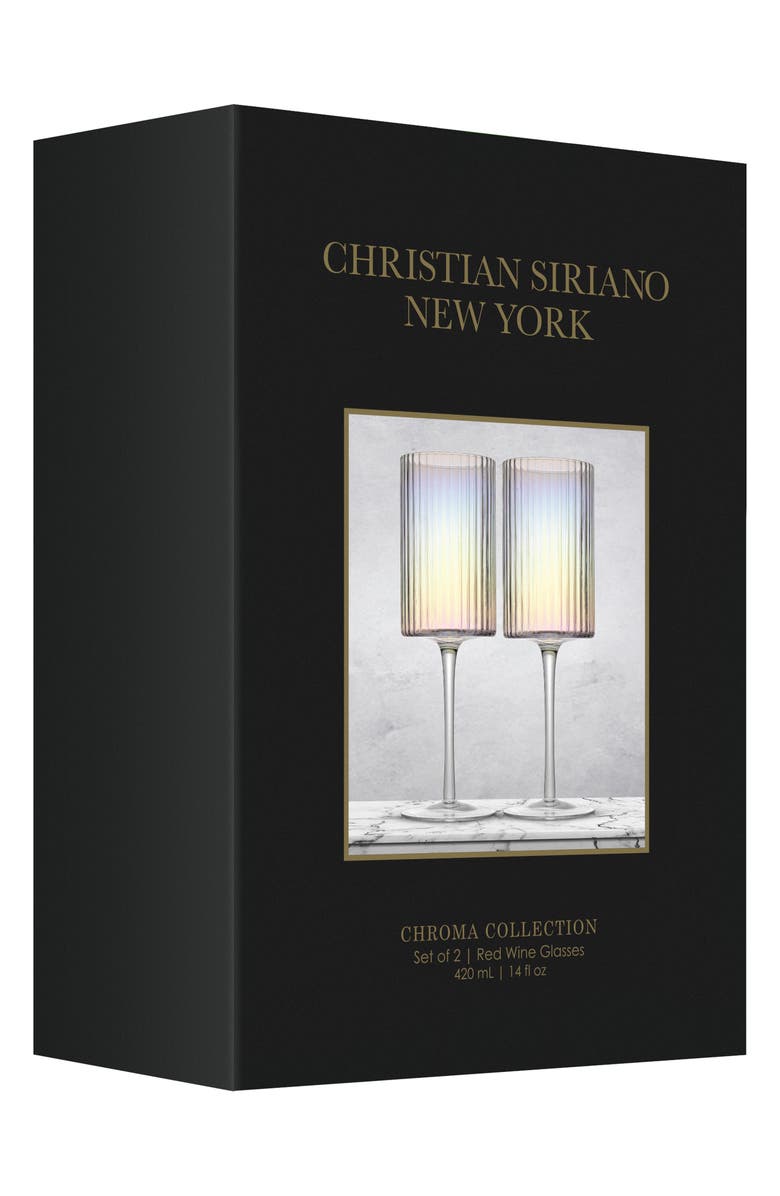 JoyJolt Christian Siriano Set of 2 Stunning Chroma Iridescent Wine Glasses, Alternate, color, 