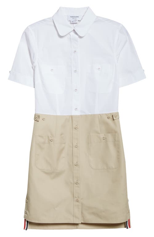 Thom Browne Short Sleeve Shirtdress In Khaki
